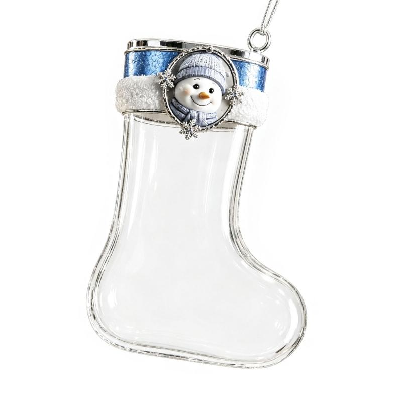 Christmas Stocking Hanging - E8BD เครื่องประดับคริสต์มาสที่ชัดเจนในรูปแบบถุงน่องสำหรับการนำเสนอของขวัญเงินสด