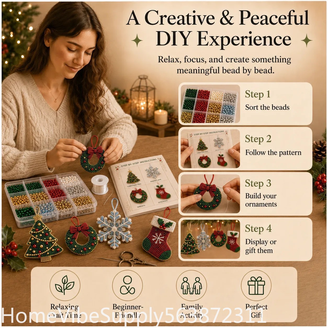 ชุดงานฝีมือ DIY ต้นคริสต์มาสแล - Christmas Stocking Hanging บทวิจารณ์และราคา